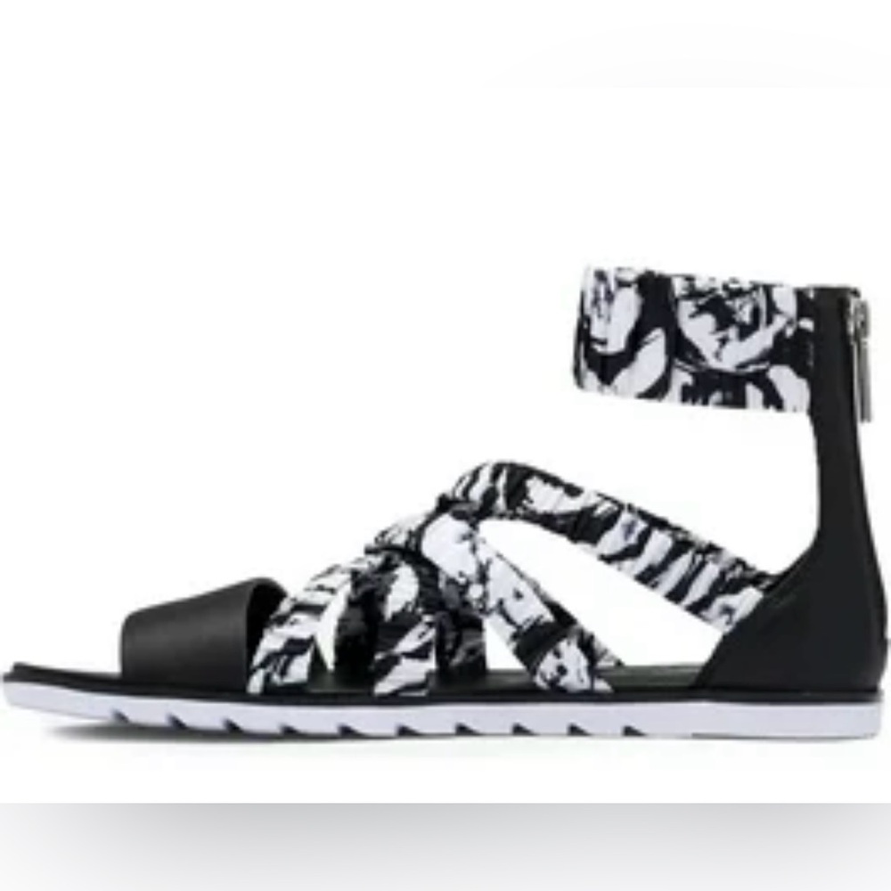 Sorel Ella II ruched ankle flat sandal, size 6.5